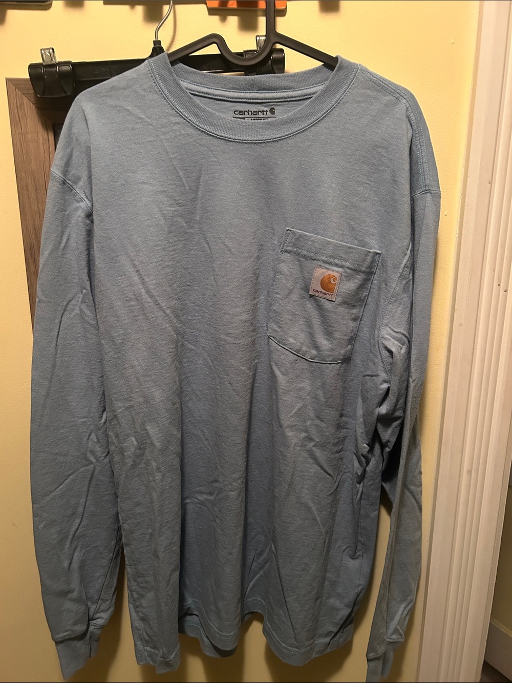 Carhartt Long Sleeve Pocket Tee in Dusty Light Blue